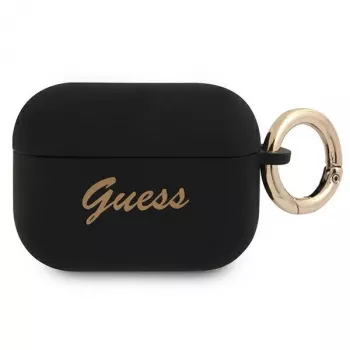GUESS GUAPSSSK puzdro na AirPods Pro čierne silikón Vintage Script