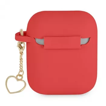 GUESS GUA2LSCHSR puzdro na AirPods 1/2 červené silikón Charm Heart Collection