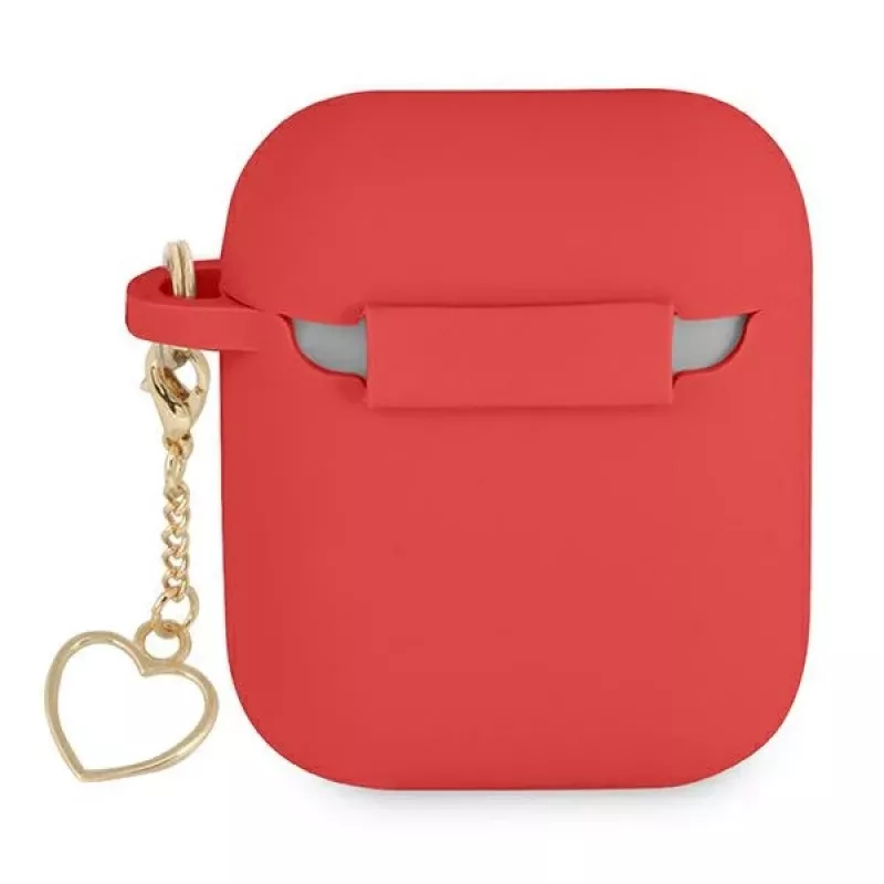 GUESS GUA2LSCHSR puzdro na AirPods 1/2 červené silikón Charm Heart Collection