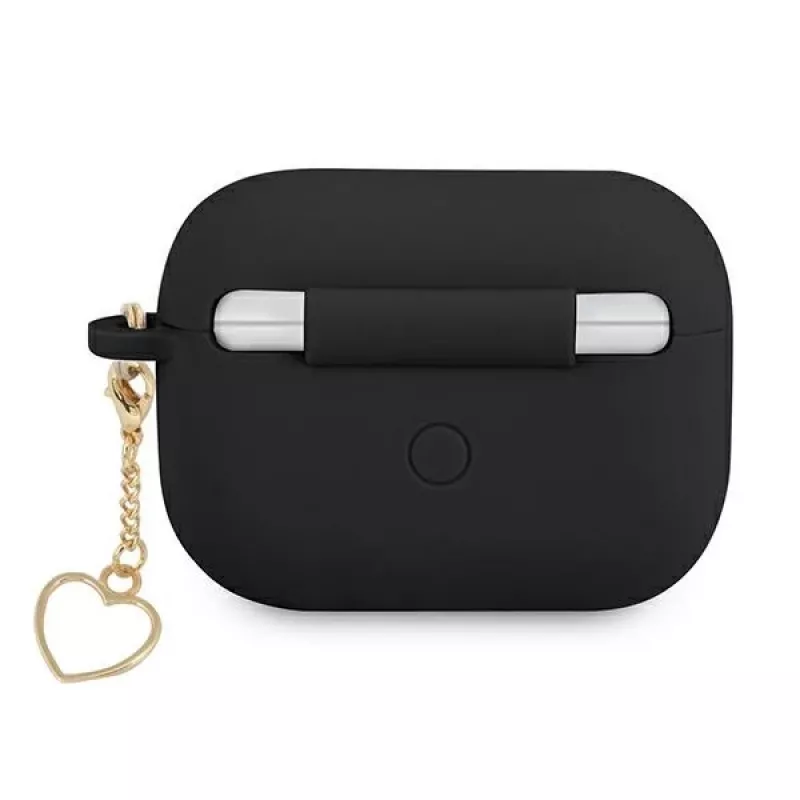 GUESS GUAPLSCHSK puzdro na AirPods Pro čierne silikón Charm Heart Collection