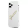 GUESS Vintage Script Gold pevné puzdro na Apple iPhone 12 Pro Max - transparentné