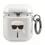 Karl Lagerfeld KLA2UKHGS puzdro na AirPods 1/2 strieborné trblietavé Karl's Head