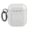 Karl Lagerfeld KLA2UKHGS puzdro na AirPods 1/2 strieborné trblietavé Karl's Head