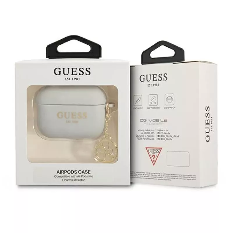 Guess GUAPLSC4EG puzdro na AirPods Pro sivé silikón Charm 4G kolekcia