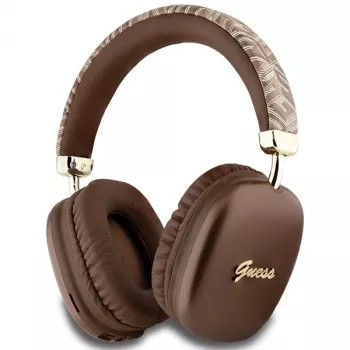 GUESS GUE003639 Gcube Metallic Script Logo on-ear Bluetooth slúchadlá hnedé