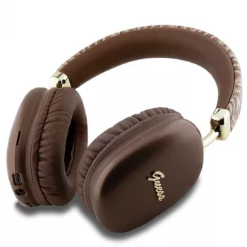 GUESS GUE003639 Gcube Metallic Script Logo on-ear Bluetooth slúchadlá hnedé