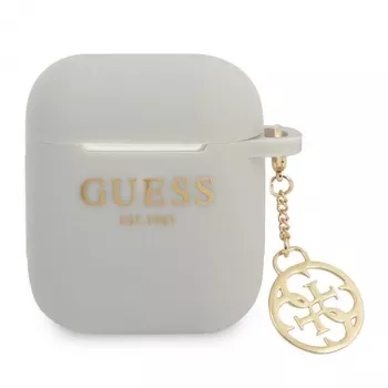 Guess GUA2LSC4EG puzdro na AirPods 1/2 sivé silikón prívesok 4G kolekcia