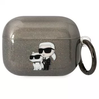Karl Lagerfeld KLAPHNKCTGK puzdro na AirPods Pro Glitter Karl & Choupette čierne