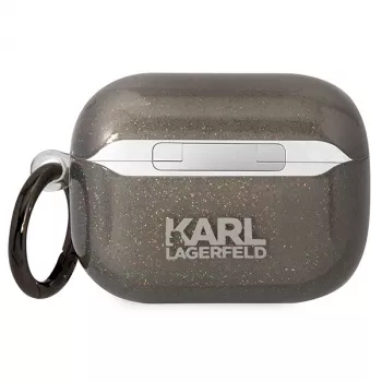 Karl Lagerfeld KLAPHNKCTGK puzdro na AirPods Pro Glitter Karl & Choupette čierne