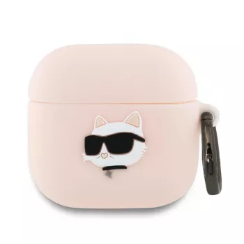 Karl Lagerfeld silikónové puzdro Choupette hlava 3D na AirPods 4 - ružové