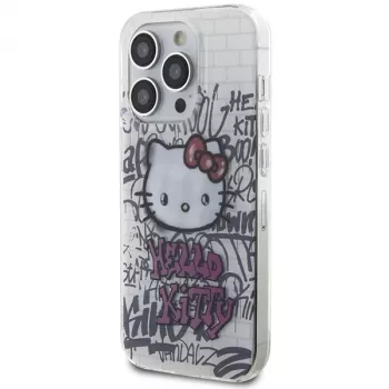Hello Kitty HKHCP14XHDGPHT iPhone 14 Pro Max 6,7 palcov biele pevné puzdro IML Kitty On Bricks Graffiti