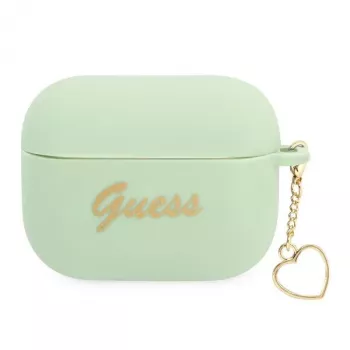 GUESS GUAPLSCHSN puzdro na AirPods Pro zelené silikón Charm Heart Collection