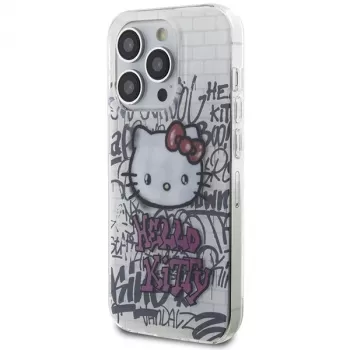 Hello Kitty HKHCP15LHDGPHT iPhone 15 Pro pevné puzdro IML Kitty On Bricks Graffiti biele
