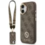 GUESS 4G Strass Logo & Big Strap Metal Buttons MagSafe puzdro na iPhone 17 - hnedé
