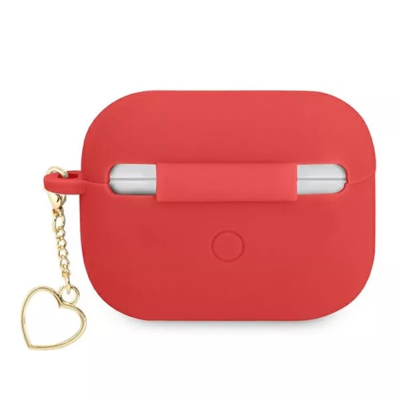 GUESS puzdro na AirPods Pro červené silikón Charm Heart Collection