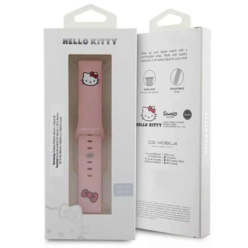 Hello Kitty univerzálny silikónový náramok 22mm ružový dizajn Kitty hlava