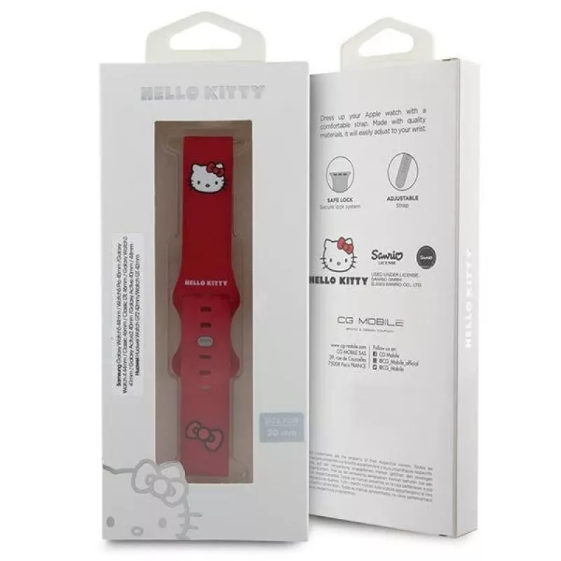 Hello Kitty univerzálny silikónový náramok HKUWMSCHBLR červený Kitty hlava 20mm