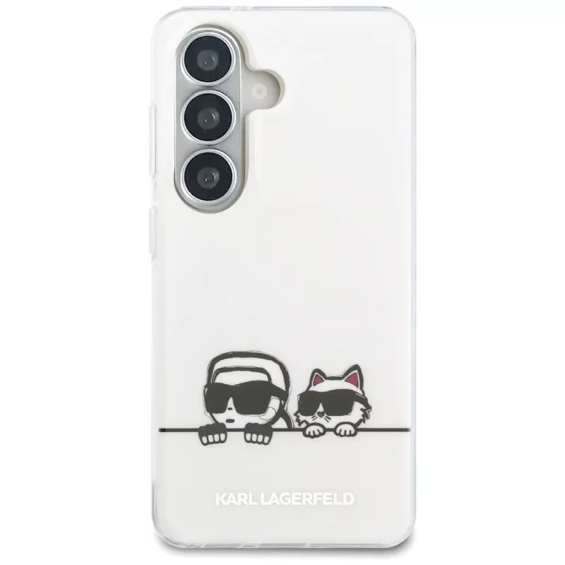 Karl Lagerfeld IML Peekaboo Karl & Choupette MagSafe puzdro pre Samsung Galaxy S26, transparentné