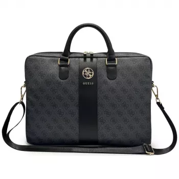 GUESS 4G Round & Classic Logos Stripe 16 palcová taška na notebook čierna