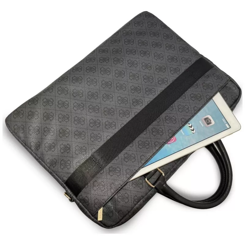 GUESS 4G Round & Classic Logos Stripe 16 palcová taška na notebook čierna