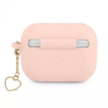 GUESS AirPods Pro puzdro ružové silikónový prívesok Heart Collection