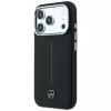 Mercedes kožené Semi Wrap Iconic Line MagSafe puzdro pre iPhone 18 Pro Max / 17 Pro Max - čierne