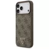 GUESS kožené 4G Triangle Strass MagSafe puzdro pre iPhone 18 Pro Max / 17 Pro Max - hnedé