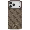 GUESS kožené 4G Triangle Strass MagSafe puzdro pre iPhone 18 Pro Max / 17 Pro Max - hnedé