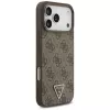 GUESS kožené 4G Triangle Strass MagSafe puzdro pre iPhone 18 Pro Max / 17 Pro Max - hnedé