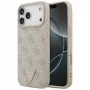 GUESS kožené 4G Triangle Strass MagSafe puzdro pre iPhone 18 Pro Max / 17 Pro Max - ružové