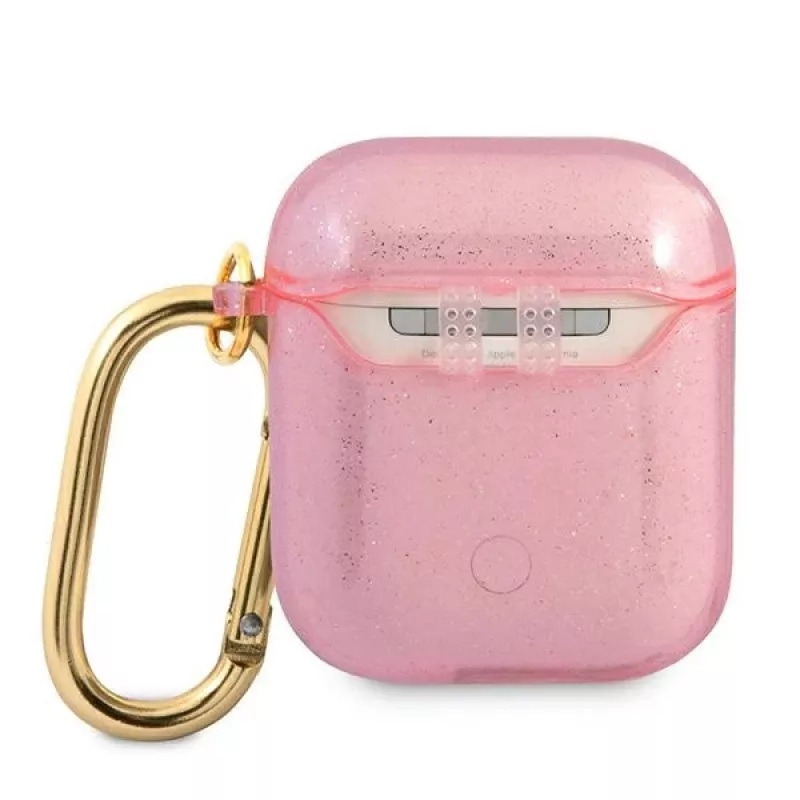GUESS Glitter Collection ochranné puzdro pre Apple AirPods 1/2 - ružová
