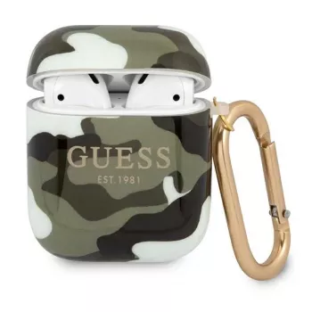 GUESS Camo Collection AirPods 1/2 puzdro zelená/khaki