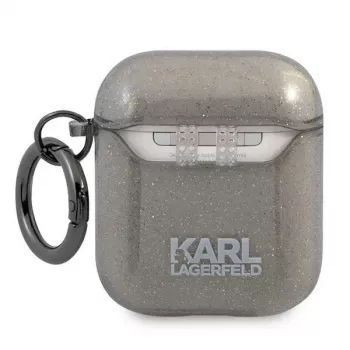 Karl Lagerfeld KLA2UKHGK AirPods 1/2 puzdro čierna glitre Karl's hlava