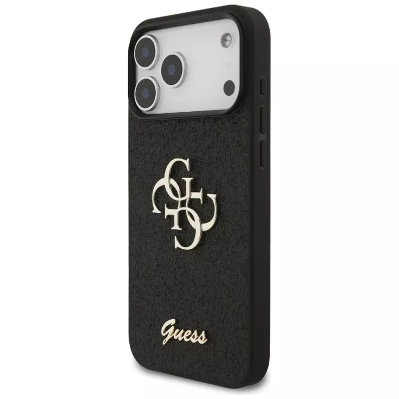 GUESS Fixed Glitter Big 4G puzdro pre iPhone 18 Pro Max / 17 Pro Max - čierna