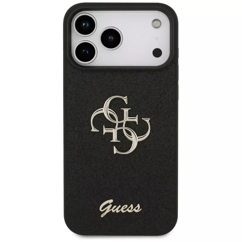 GUESS Fixed Glitter Big 4G puzdro pre iPhone 18 Pro Max / 17 Pro Max - čierna