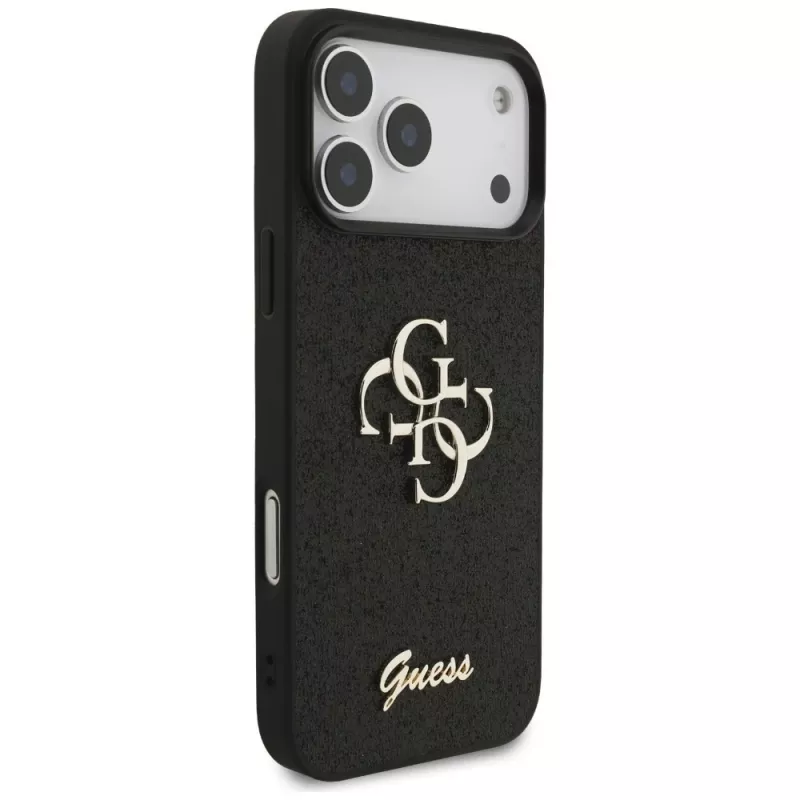 GUESS Fixed Glitter Big 4G puzdro pre iPhone 18 Pro Max / 17 Pro Max - čierna