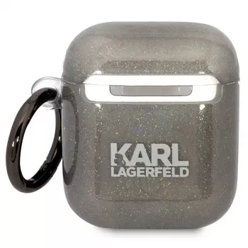Karl Lagerfeld KLA2HNKCTGK AirPods 1/2 puzdro čierna glitre Karl & Choupette