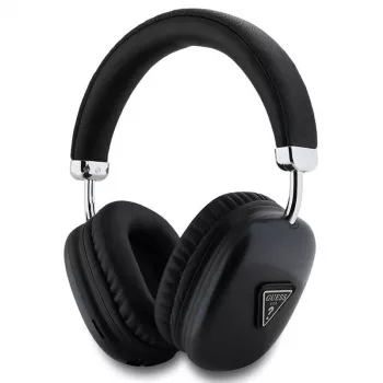 GUESS Bluetooth 5.3 over-ear slúchadlá s kovovým trojuholníkovým logom - čierna