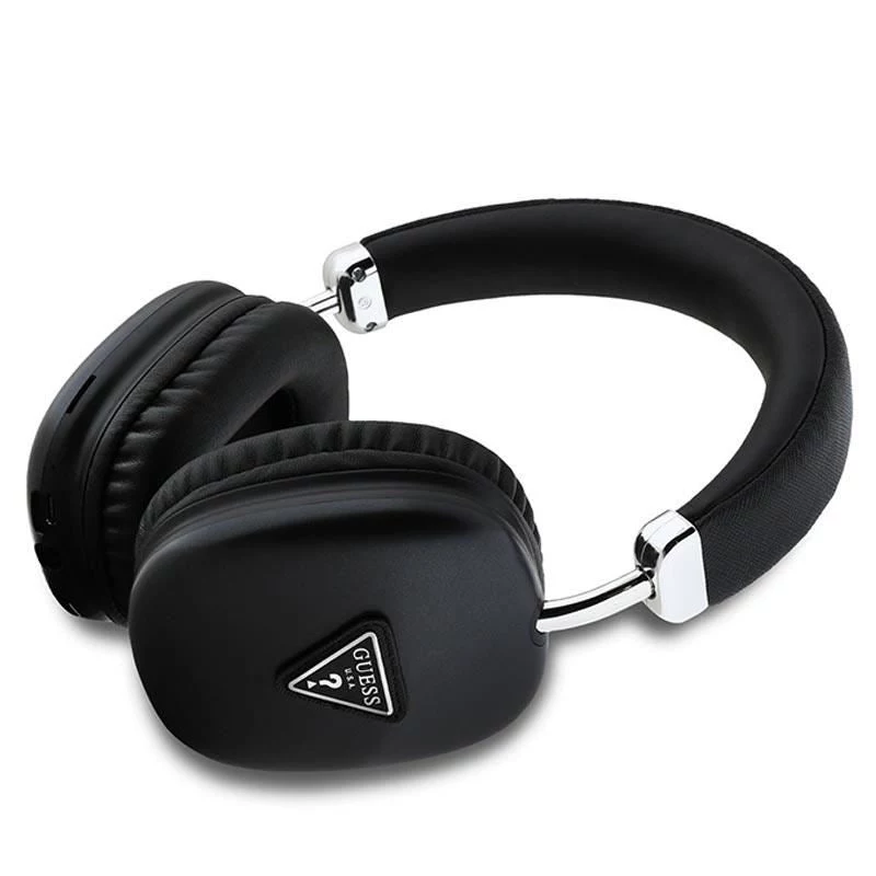 GUESS Bluetooth 5.3 over-ear slúchadlá s kovovým trojuholníkovým logom - čierna