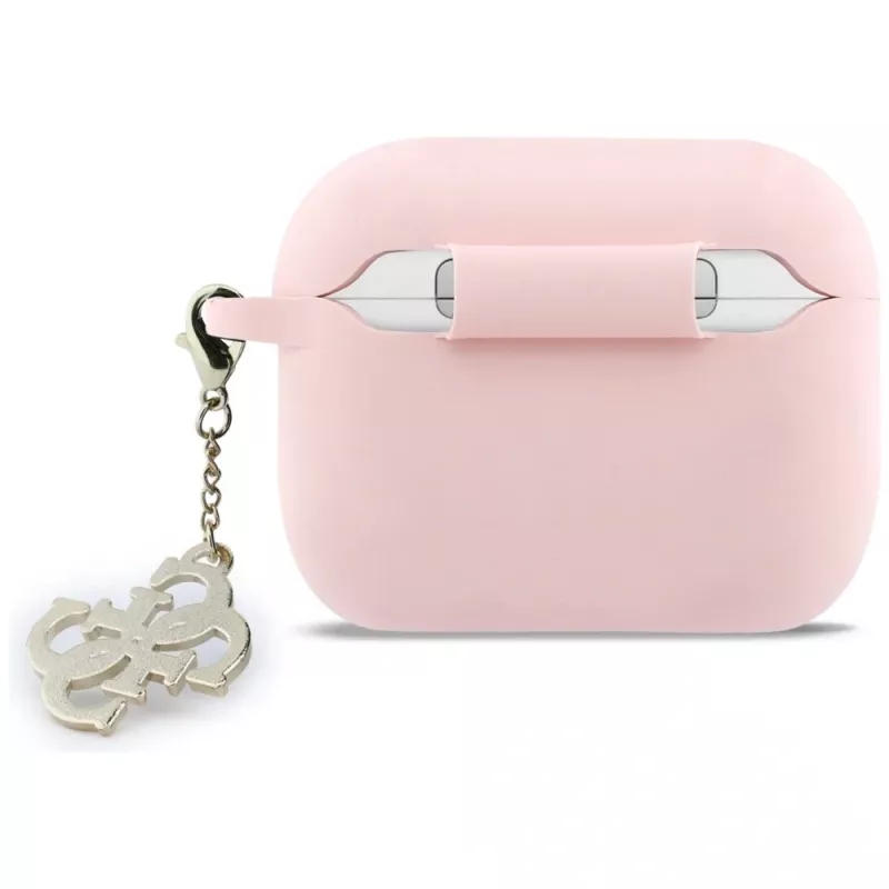 GUESS Silikónové puzdro 4G Charm pre AirPods Pro 3, Ružové