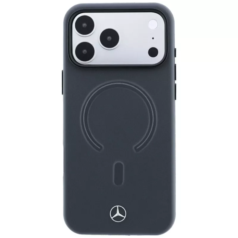 Mercedes kožené 3D MagSafe puzdro pre iPhone 18 Pro / 17 Pro - antracit