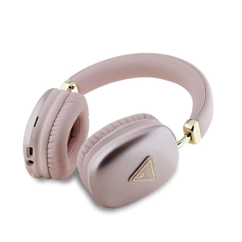 GUESS Metallic Triangle Logo on-ear Bluetooth slúchadlá V5.3 ružová