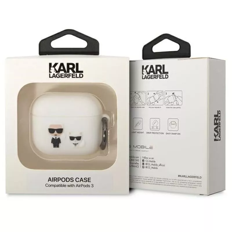 Karl Lagerfeld KLACA3SILKCW AirPods 3 puzdro biela silikón Karl & Choupette