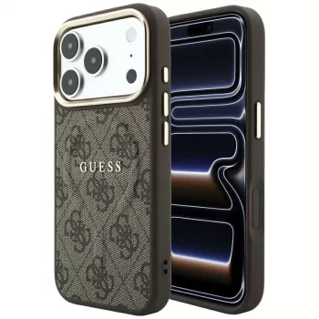 GUESS Embossed 4G Classic MagSafe puzdro pre iPhone 17 Pro / 18 Pro - hnedá