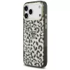 GUESS IML Leopard Glitter Triangle Logo MagSafe puzdro pre iPhone 18 Pro Max / 17 Pro Max - čierna