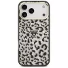 GUESS IML Leopard Glitter Triangle Logo MagSafe puzdro pre iPhone 18 Pro Max / 17 Pro Max - čierna