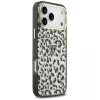 GUESS IML Leopard Glitter Triangle Logo MagSafe puzdro pre iPhone 18 Pro Max / 17 Pro Max - čierna