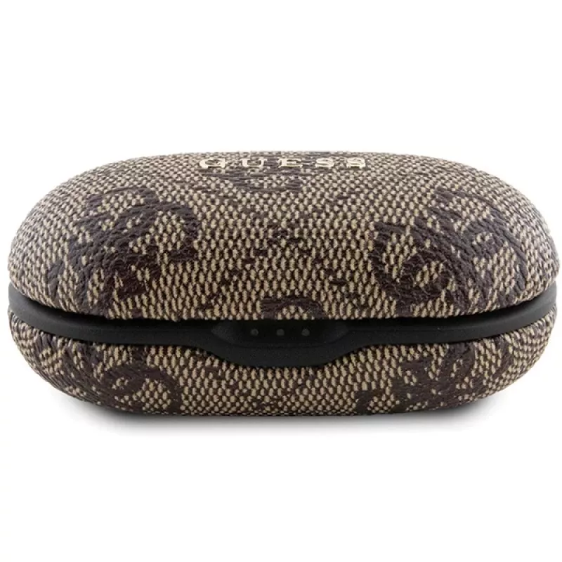 Guess GUTWSP4EGW True Wireless slúchadlá s nabíjacím puzdrom, Bluetooth 5.3, ENC, hnedá 4G Metal