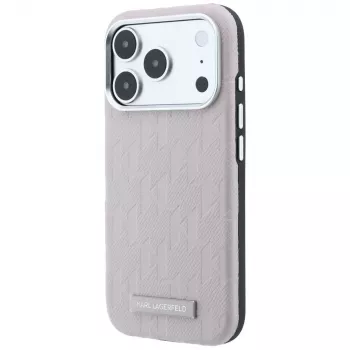 Karl Lagerfeld Grained Mono Resin Logo MagSafe puzdro pre iPhone 18 Pro Max / 17 Pro Max - ružová