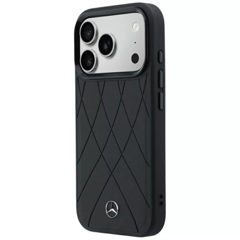 Mercedes-Benz kožené Crossed Lines MagSafe puzdro pre iPhone 18 Pro / 17 Pro - čierna
